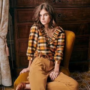 Sezane urban checked blouse top